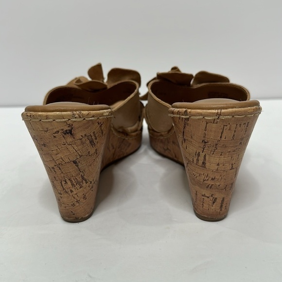 BOC Tan Floral Cork Wedge Upper Leather Comfort Sandals Women’s Comfort Shoes 7M - Picture 8 of 15